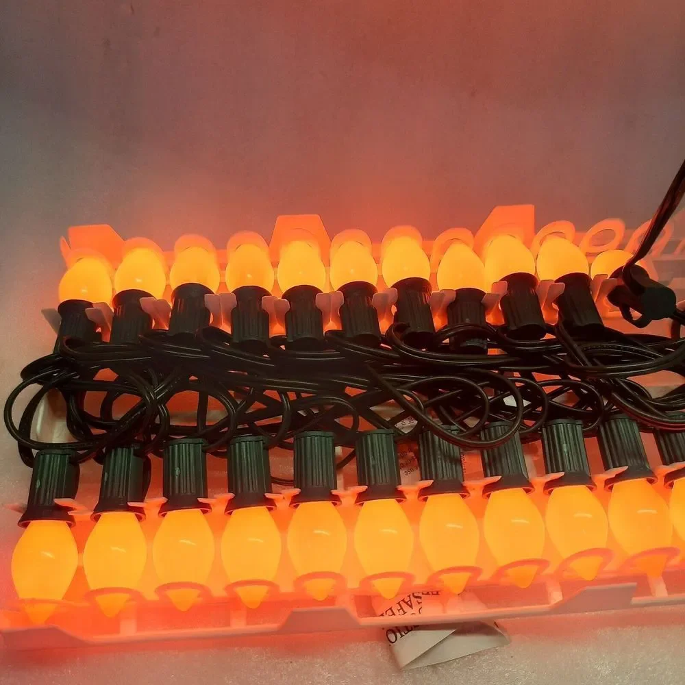 Seasonal Specialties Ceramic Orange string lights 25 C7 Halloween holiday Lights